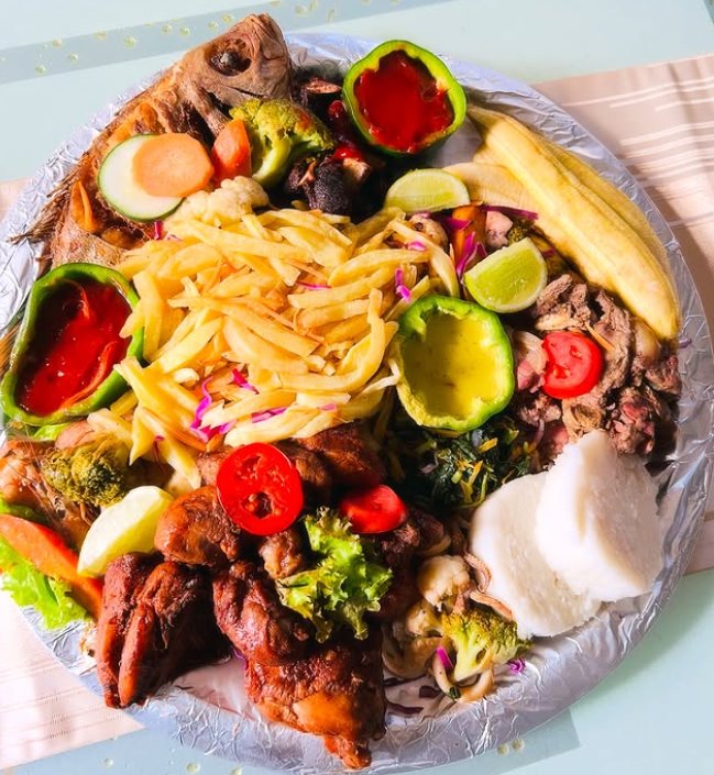 Seafood platter with grilled fish, prawns, calamari and octopus